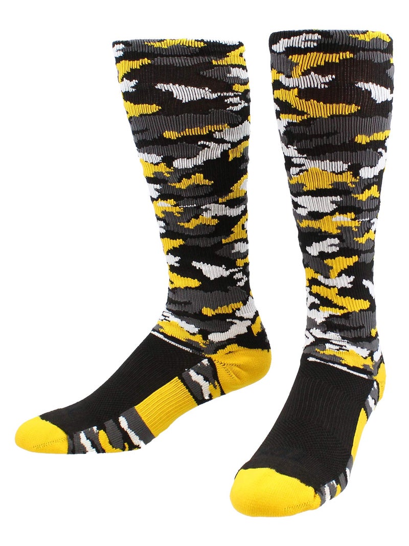 TCK Sports Woodland Camo Over-the-Calf Compression Socks - Black/Gold Camo - Small - Black/Gold Camo,Small - Image 1